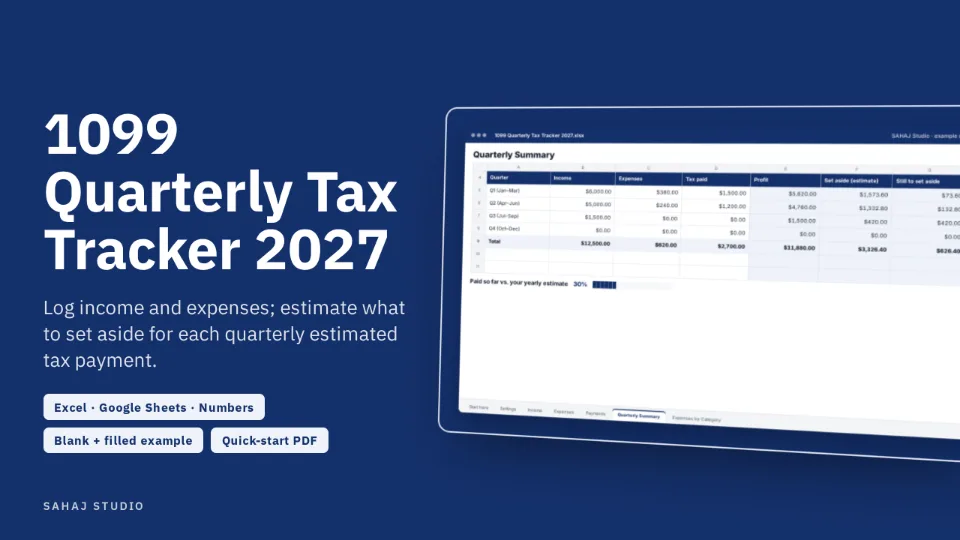 1099 Quarterly Tax Tracker Spreadsheet for Freelancers cover