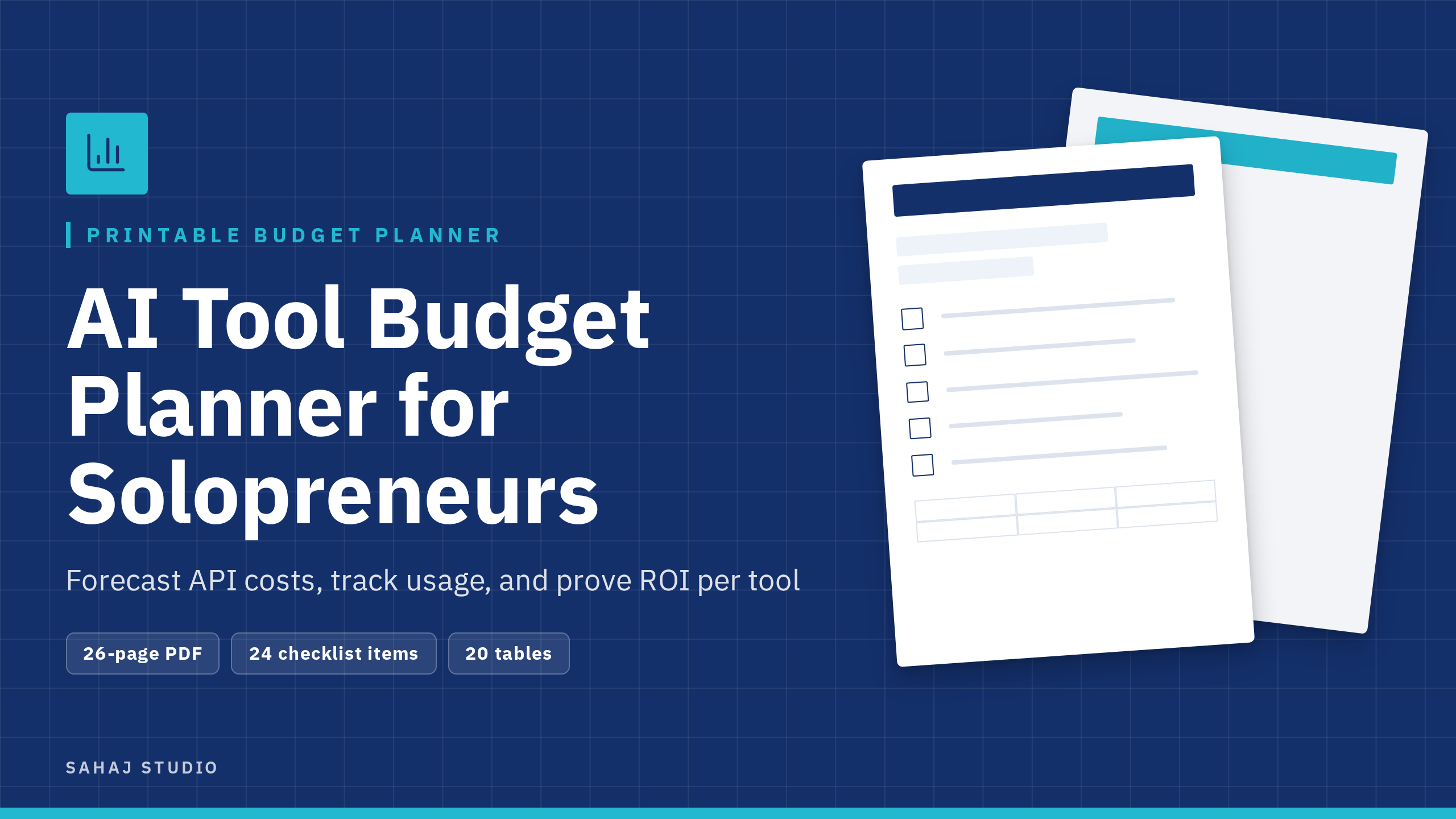 AI Tool Budget Planner for Solopreneurs — Printable PDF Workbook cover