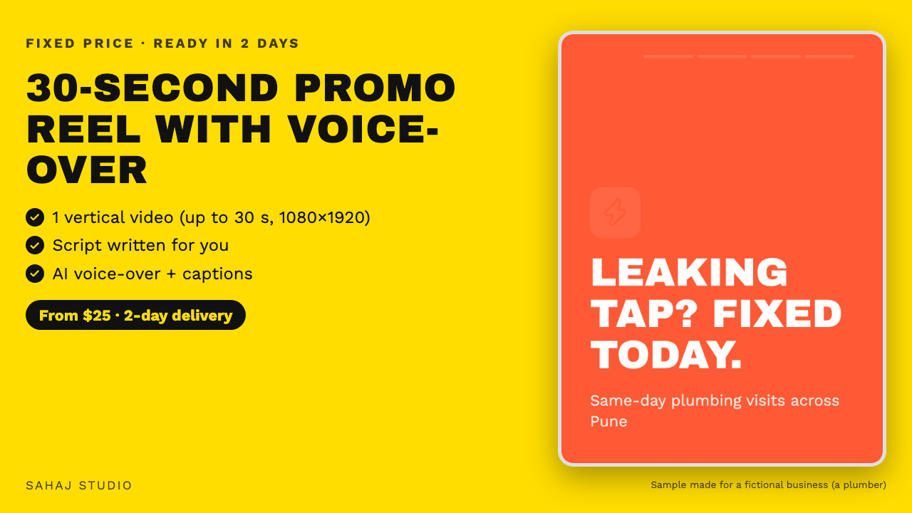 30-second promo reel with voice-over